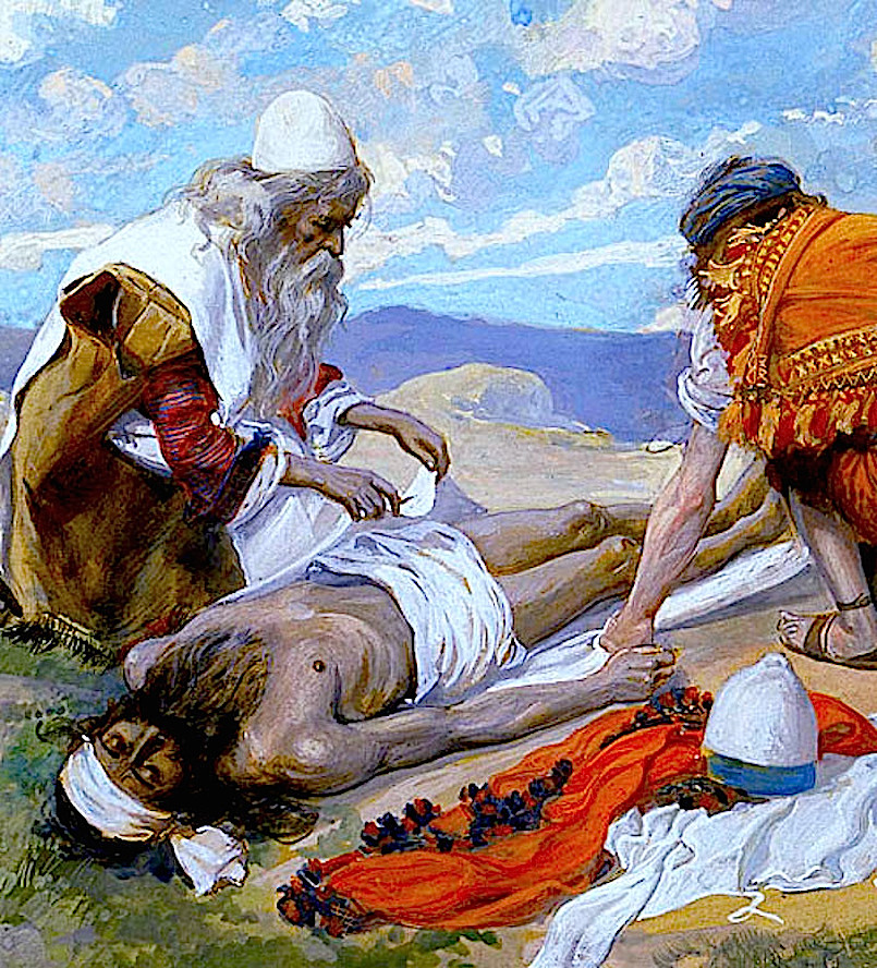 И снял Моисей с Аарона одежды его, и облёк в них Елеазара, сына его. 
Числа. 20,28